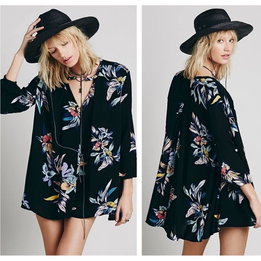 Free People Tree Swing Tropical Electric Orchid Mini Dress